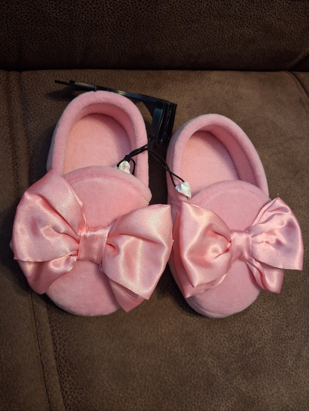 Wonder Nation Kids Pink Bow Slippers Size 5-6 Infants